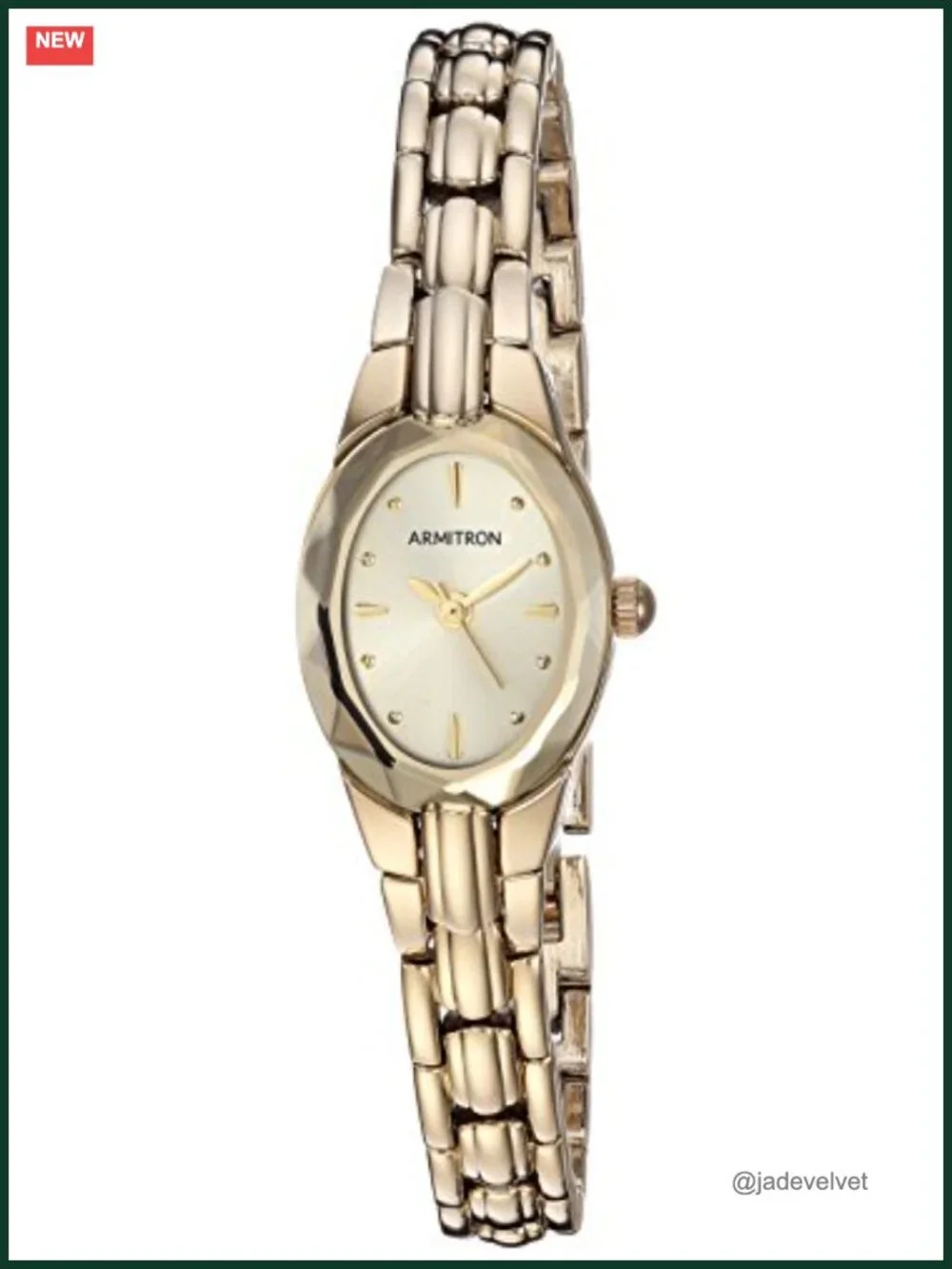Oval Faceted Crystal Bracelet Watch Analog Quartz Gold